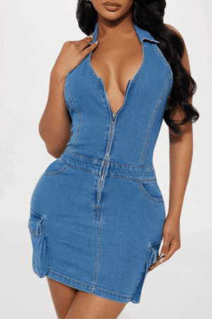 cargo denim dress